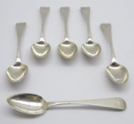 Set of 6 George IV silver teaspoons engraved with the initial 'W' York 1827 Maker Barber Cattle and