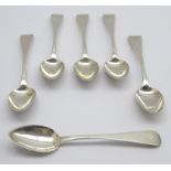 Set of 6 George IV silver teaspoons engraved with the initial 'W' York 1827 Maker Barber Cattle and