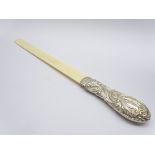 Victorian silver and ivory page turner with embossed handle Birmingham 1896 Condition