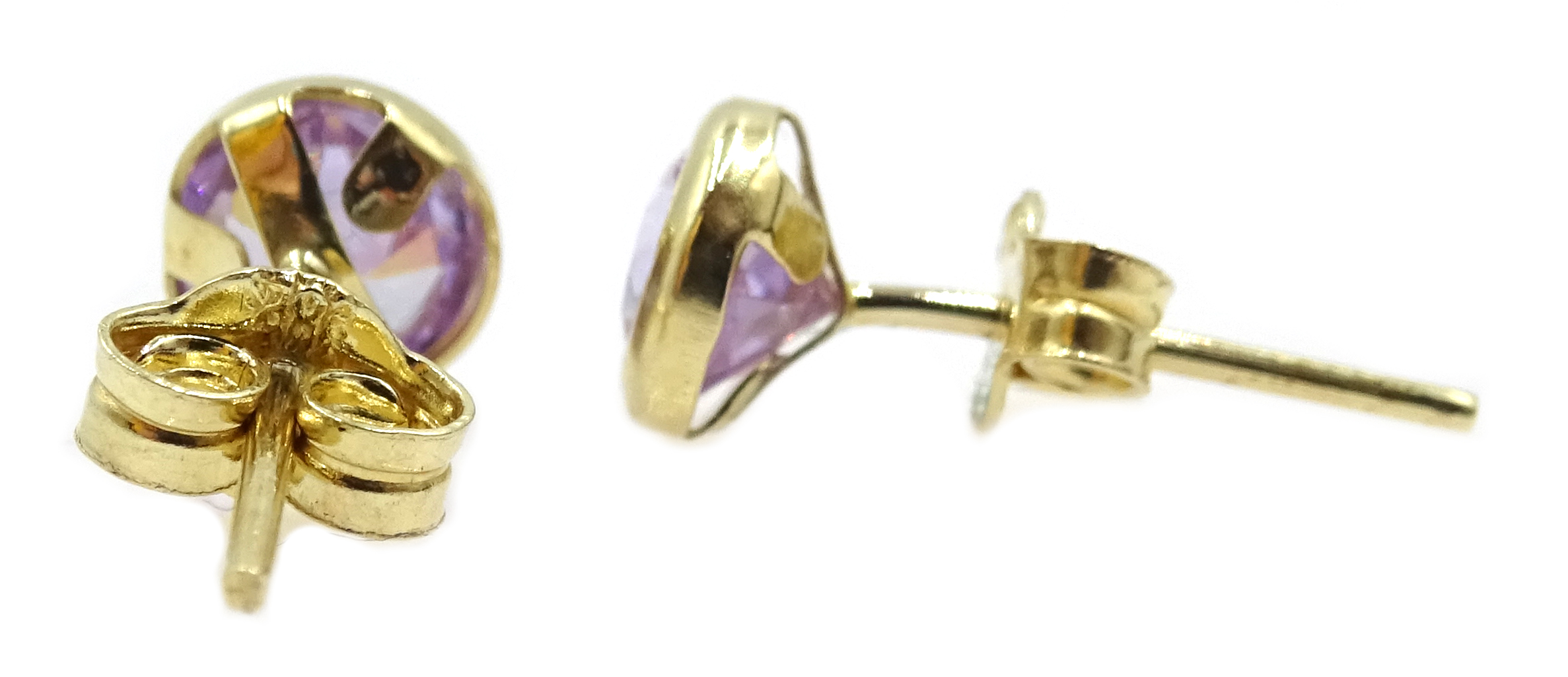 Pair of 9ct gold white amethyst stud earrings, - Image 2 of 2