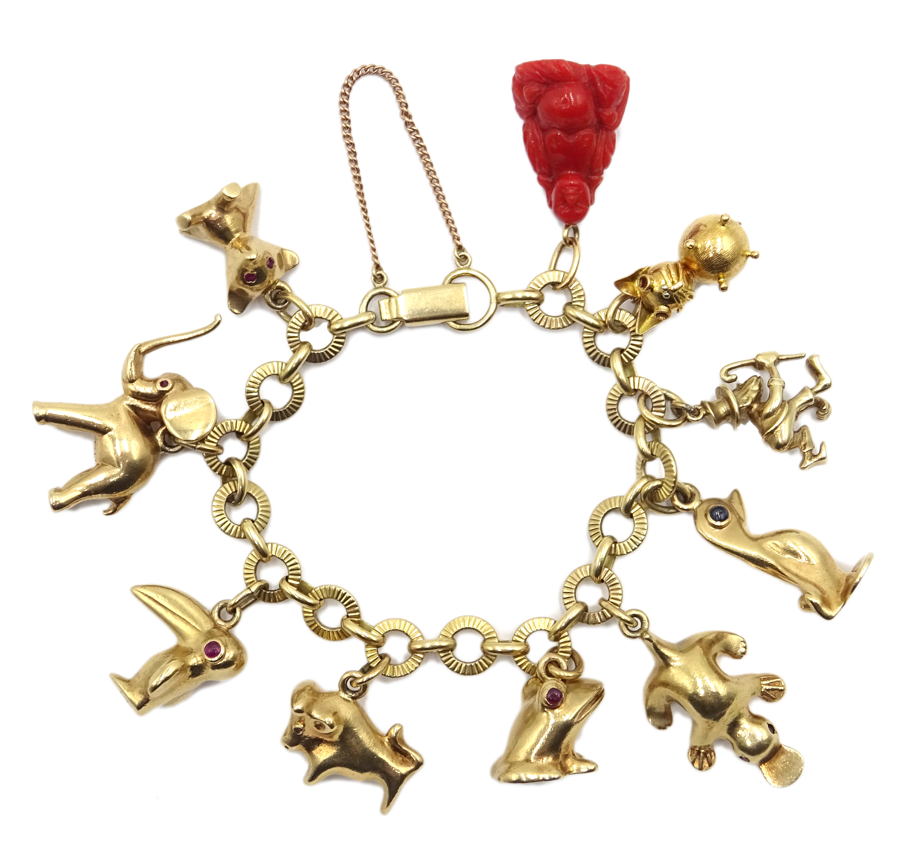 Gold bracelet with seven Hans Georg Mautner gold animal charms,