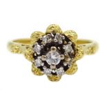 Gold diamond cluster ring, stamped 18ct Condition Report & Further Details Approx 5.
