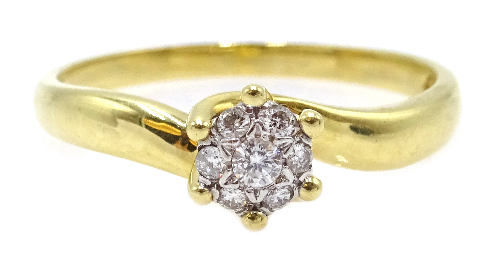 Gold diamond cluster ring,