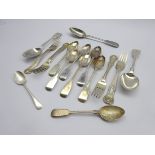 Set of 6 Victorian silver fiddle pattern grapefruit spoons Exeter 1855, Maker Josiah Williams,