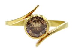 18ct gold Australian Argyle fancy champagne colour diamond ring, bezel set, stamped 750,
