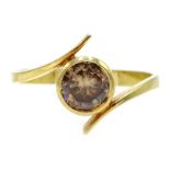 18ct gold Australian Argyle fancy champagne colour diamond ring, bezel set, stamped 750,