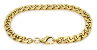Gold flattened curb bracelet, the clasp set with a single stone,