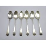 Set of 6 late Victorian silver Old English pattern table spoons engraved with an initial London