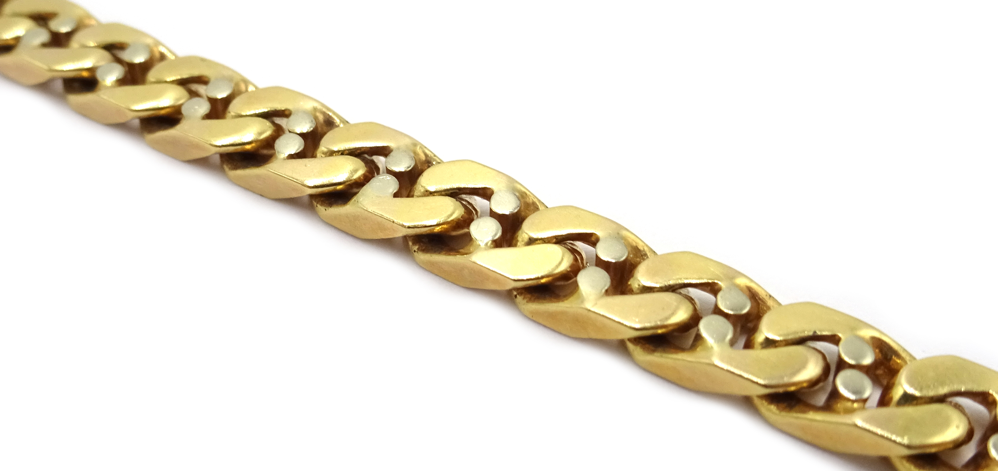 Gold flattened curb bracelet, the clasp set with a single stone, - Image 4 of 4