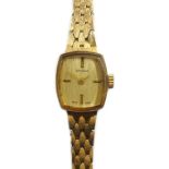 Sandoz 9ct gold ladies manual wind bracelet wristwatch, London import marks 1978,