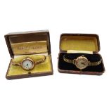 Two Swiss rose gold wristwatches, cases by Edward Hickman, London 1879,