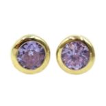 Pair of 9ct gold white amethyst stud earrings,