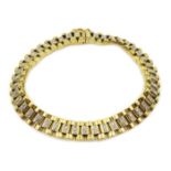 Gold diamond bracelet, each link set with two diamonds, 86 in total,