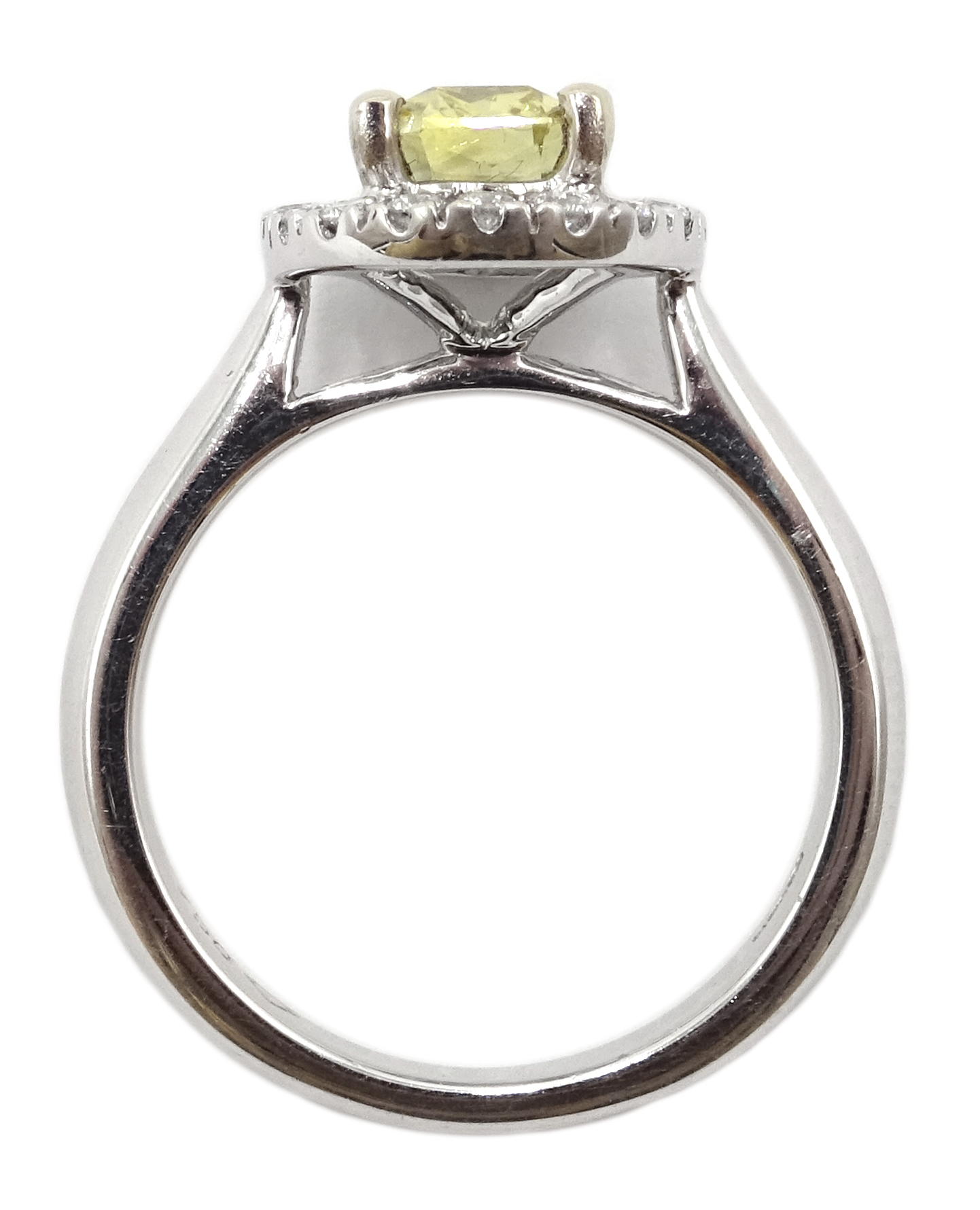 White gold yellow sapphire and diamond cluster ring, hallmarked, sapphire approx 1. - Image 5 of 5