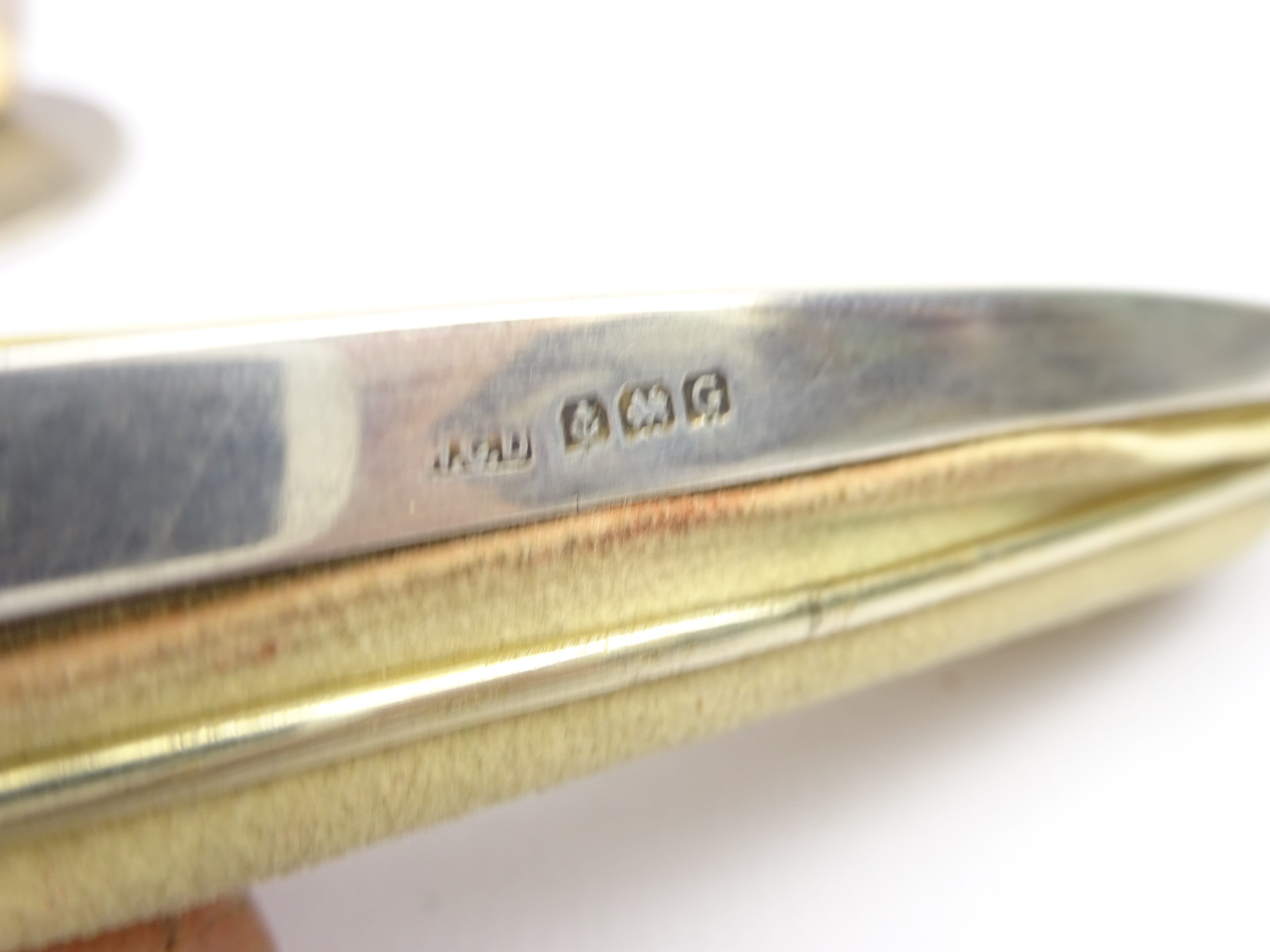 Silver and yellow enamel nail buffer Birmingham 1931 Maker Henry Clifford Davis and a silver menu - Image 7 of 8