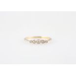 18ct Five Stone Diamond Bridge Ring rub-over set old cushion cut diamonds