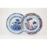 Late C18th Export Plate under glaze blue decoration of exotic birds and florals, famille rose