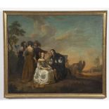 Late C18th/Early C19th British Courtship in the manner of Gainsborough oil on canvas 82 x 99cm