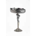 Large WMF Art Nouveau S/P Comport with a stylised female support holding an urn, the large bowl