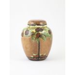 Crown Devon Cherry Tree Pattern Ginger Jar & Cover ovoid shape, painted marks and pattern and