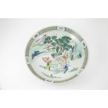 C19th Cantonese Exportware Charger traditional garden scene decoration in famille vert palette