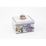 Poole Box and Cover traditional decoration of fuschia (EE) with bumble bee lid finial, impressed