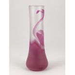 Kosta Boda Paul Hoff Flamingo Art Glass Vase elongated baluster form the base engraved Kosta, Hoff ,