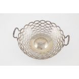 S/S Two Handles Fruit Bowl reticulated design with engraved central boss