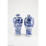 Two Late C18th Early C19th Mei Ping Exportware Vases both painted in blue with willow type pattern