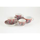 Worcester Flight & Barr Period Two Trios teabowl, coffee cup and saucers with teacup painted in