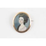 Early C19th Portrait Miniature young woman with reverse hair plait, gold frame