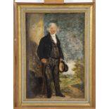 Manner of Sir Frances Grant Full Length Portrait of Victorian Gent with Top Hat oil on canvas