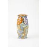 Wilkinson Vase elongated ovoid body with stylised florals to the rim on mottled ground, standard
