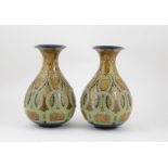 Pair Royal Doulton Persian Design Vases by Eliza Simmance c1895-1900, baluster form decorated in the