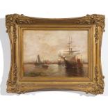 Manner of Ferdinand Marinus (Belgian 1808-1890) Sailing Vessels in Harbour oil on panel bears