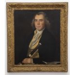 Late C18th British Portrait of Gentleman, half length oil on canvas laid on board 74 x 62cm