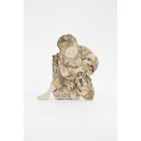 Ivory Sectional Panel of young child holding dove, 14cm height