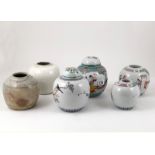 Collection of Six Various Ginger Jars Cantonese with traditional decorations and two provincial
