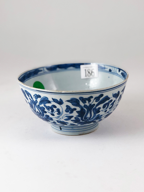 Provincial Ming Food Bowl all with under glaze blue painted decoration, six character marks to