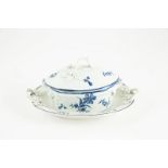First Period Worcester Butter Tub with cover and stand in the Gilly flower pattern 13cm, 19cm