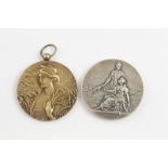 Art Nouveau French Bronze Medallion bas-relied allergy of industry together with another