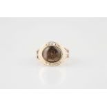 Victorian Gold Memorial Ring central hair panel with white enamel inscribed surround dated 1808