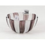 C1950s Venini Latticino Glass Bowl in purple and white colourway, 12cm diam