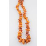 NZ Single Strand Graduated Amber Necklace nugget form beads 71cm