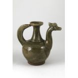 Sawankhalok Ewer bird head spout with olive green celadon glaze 19cm height