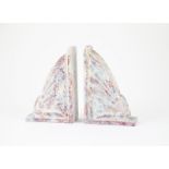 Pair Wedgwood Art Deco Bookends butterfly design in pink and blue glazes, printed mark, 18.5cm