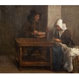 C19th Dutch Interior Scene oil on canvas 32 x 37cm