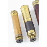 Two Brass Handheld Telescopes leather & wooden grips