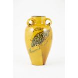 Brannum Barum Vase ovoid vase decorated with carp on mustard yellow ground 24cm height some slight