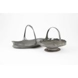 Archibald Knox English Pewter For Liberty & Co Basket footed oval shape with fixed handle, design